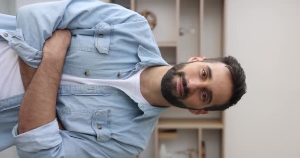 Happy Bearded Millennial Hispanic Businessman Company Male Employee Freelancer Posing — Stock Video