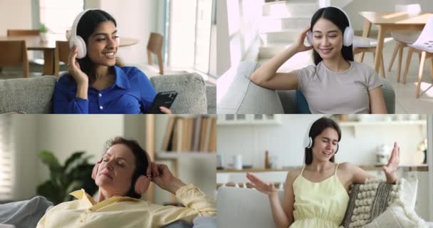 Quattro Belle Donne Donne Giovani Mature Trascorrono Tempo Libero Casa — Video Stock