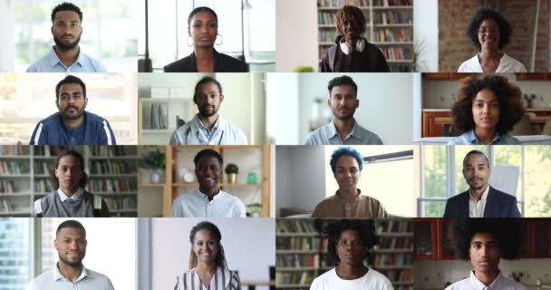 Estudantes Africanos Empresários Frente Enfrenta Close Cabeça Foto Retrato Colagem — Vídeo de Stock