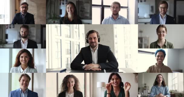 Gruppe Von Geschäftsleuten Nimmt Einem Briefing Teil Angeführt Von Einem — Stockvideo