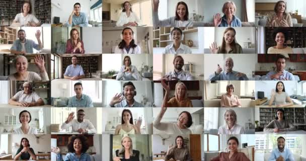 Birçok Insan Başvuru Kullanılarak Video Konferansına Katılıyor Çevrimiçi Iletişim Için — Stok video