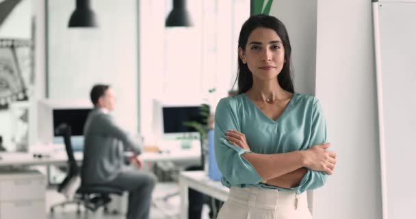 Director Executivo Departamento Retrato Profissional Trabalhador Sucesso Promovido Empregado Feminino — Vídeo de Stock