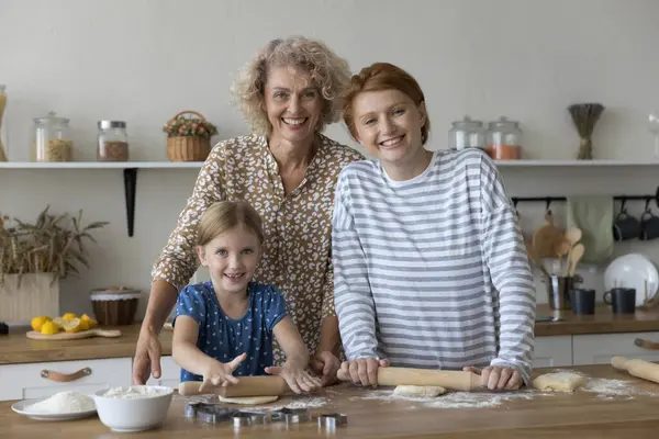 Intergenerational Bonding Culinary Traditions Two Generations Women Little Girl Cook Stock Photo