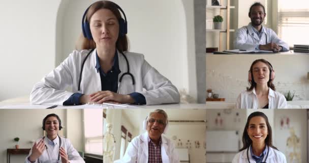 Теле Здоров Телемедицина Медична Рада Різних Лікарів Ділиться Ідеями Планом — стокове відео