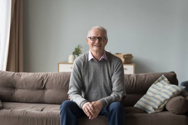 Sakin, emekli, gözlüklü, rahat kıyafetleri olan, oturma odasındaki rahat koltukta tek başına oturan, gülümseyen, kameraya bakan ya da evi kiralayan yaşlı bir adam. Yeni nesil insan portresi.