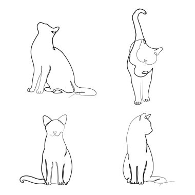 El çizimi kedi zarif minimalist çizimler çizmeye devam ediyor.