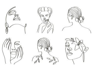 Dişiler zarif minimalist sanat setini çizmeye devam ediyor