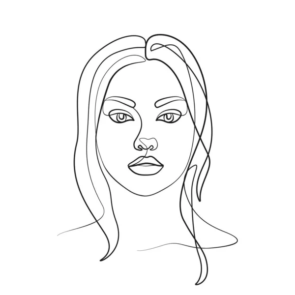 Weibliche Gesichtsfrisur Elegant Setzt Zeilenkunst Fort — Stockvektor