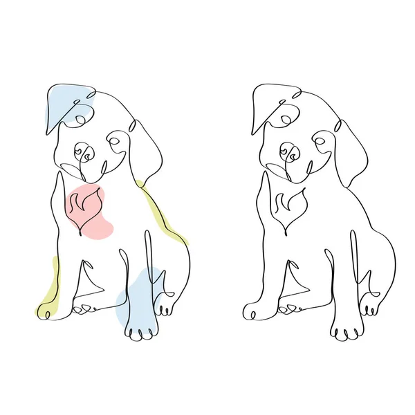 Aufmerksame Traurige Hunde Zeichnen Weiter Linien — Stockvektor