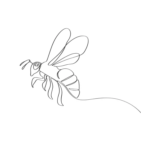 Pszczoła Miodna Ręcznie Rysowane Kontynuuje Sztuki Linii — Wektor stockowy