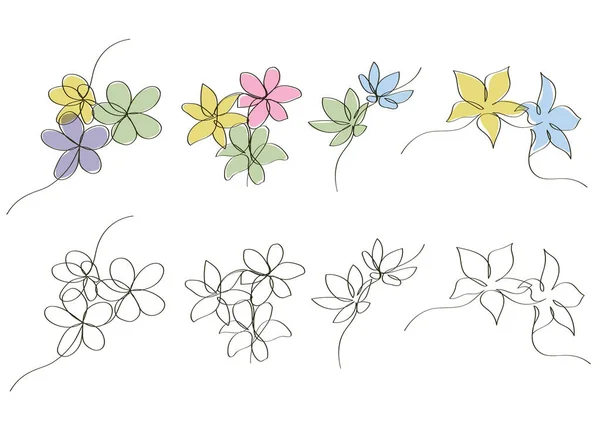 Fleurs Élégant Continue Ligne Art — Image vectorielle