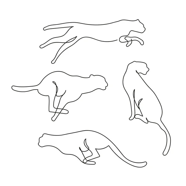 手绘猎豹雅致的继续线条艺术绘图 — 图库矢量图片