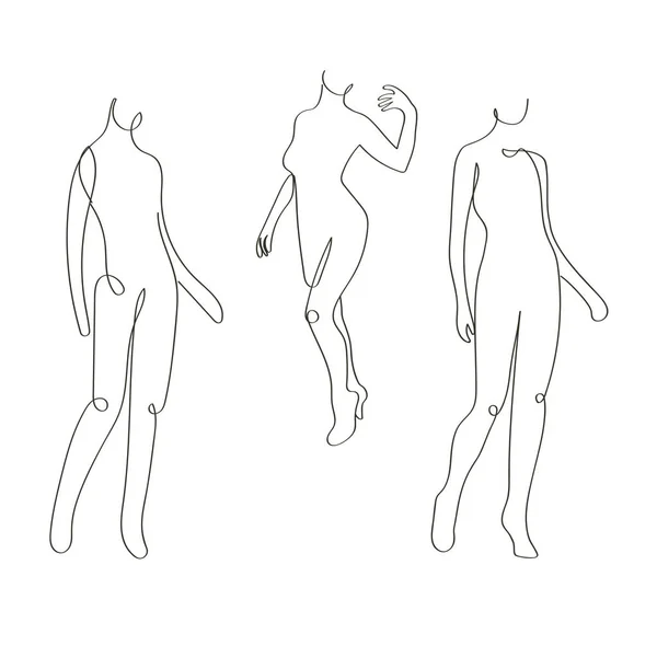 Figura Femminile Disegnata Mano Elegante Continua Linea Disegno — Vettoriale Stock