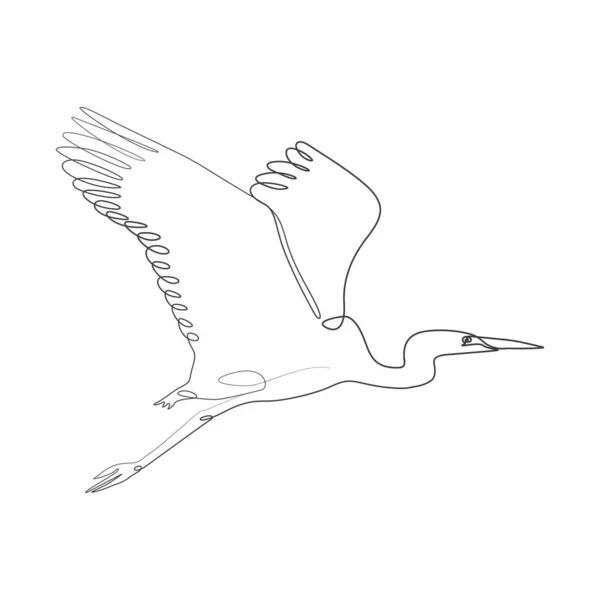 Continues Line Art Drawing Crane Stork Artwork — Stock Vector