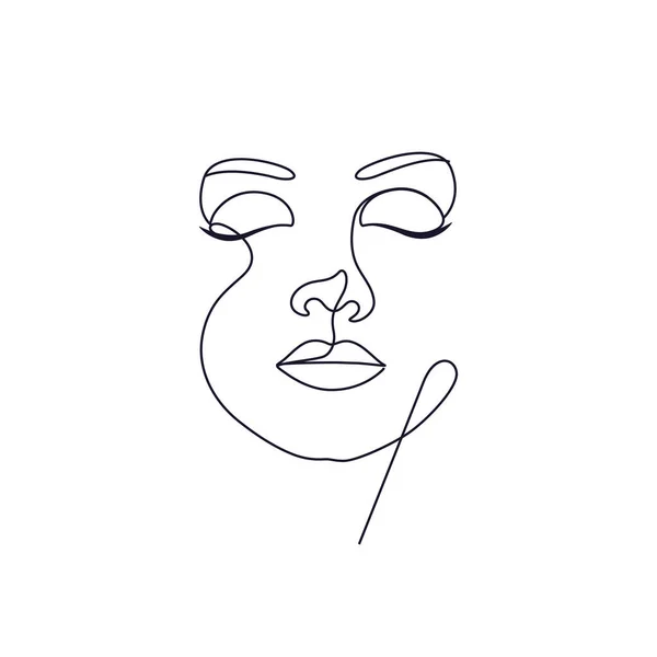 Minimalist Female Beauty Face Continues Line Art — Stock Vector