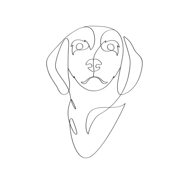 Minimalist Dog Face Continues Line Art — Stock Vector