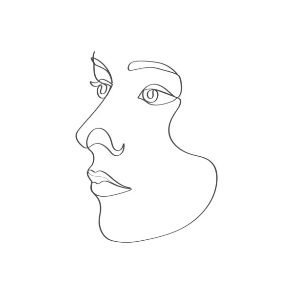 Continues Line Art Female Face Artwork — Stockový vektor