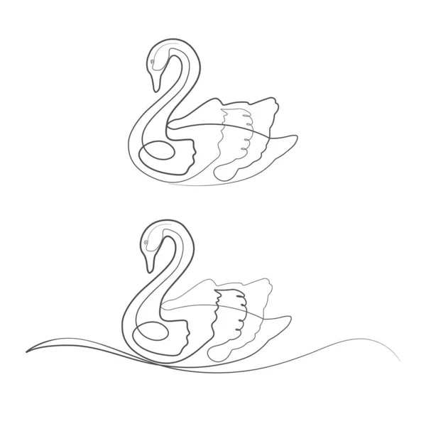 Swan Elegant One Line Art Drawing — Stock Vector