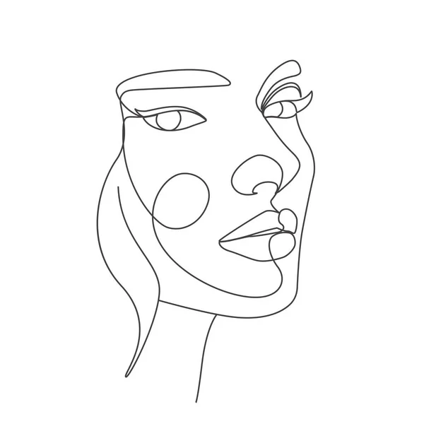 Bir Çizgili Sanat Kadını Yüzü — Stok Vektör