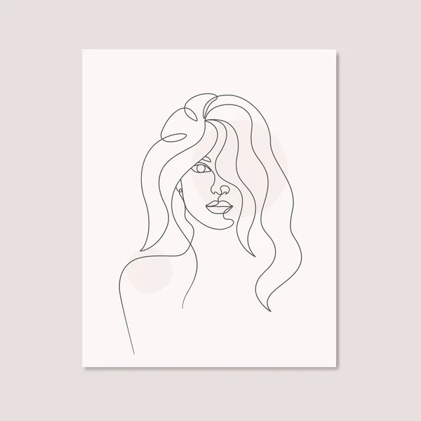 Vrouw Poster Elegante Lijn Kunst Tekening — Stockvector