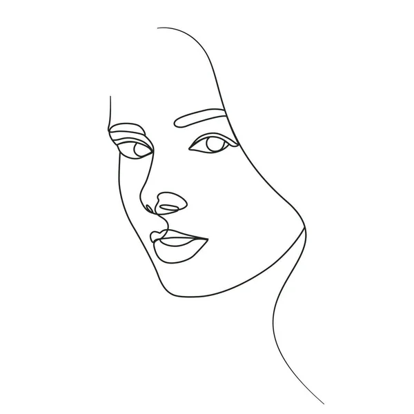 Woman Smiling Line Art Elegant Line Drawing — Stock Vector