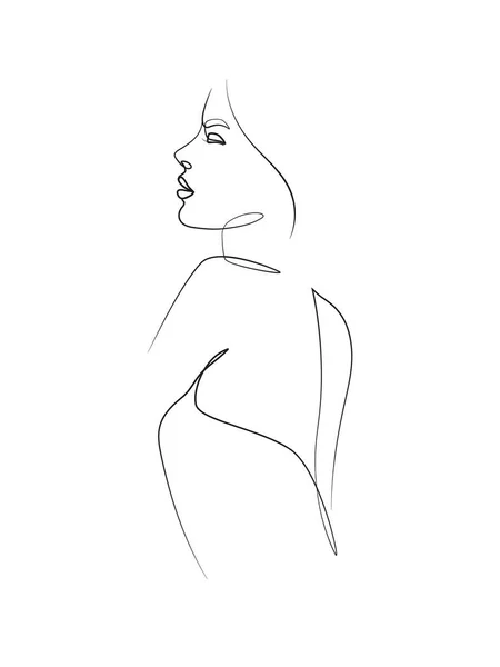ラインアートスタイルの女性の線形アートワークイラストを続ける — ストックベクタ