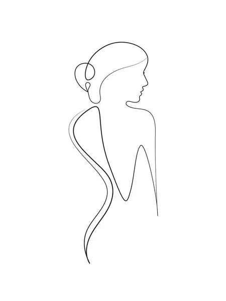 Una Línea Arte Mujer Figura Obras Arte — Vector de stock