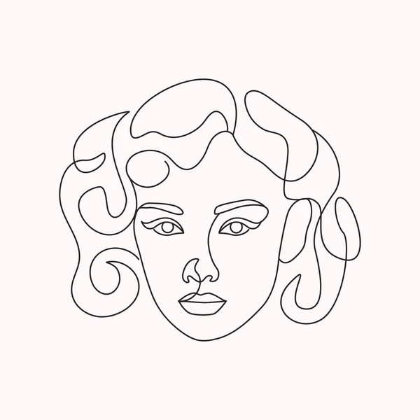 Coiffure Femme Doublée Une Ligne Art Style Illustration — Image vectorielle