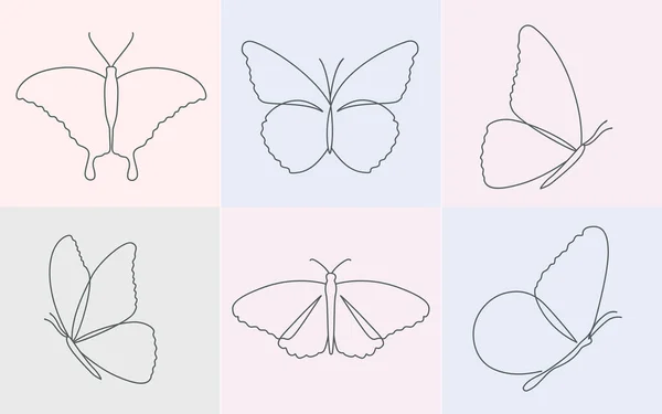 Kolekce Kresby Motýlů — Stockový vektor