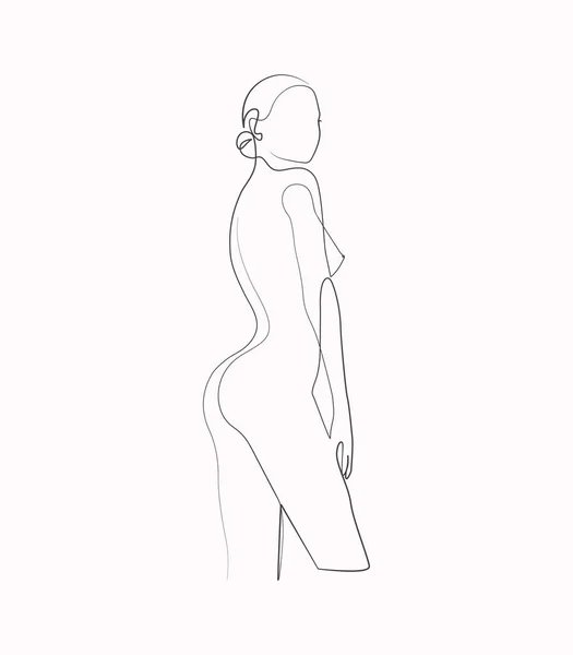Abstrakte Sexy Schöne Mädchen Stilvolle Frau Körper Eine Linie Kunst — Stockvektor