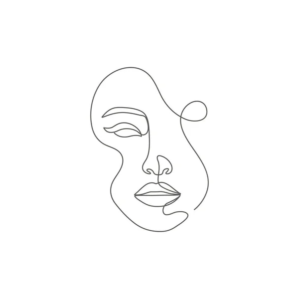 Woman Face One Line Drawing Young Girl Continues Line Art — Stock Vector