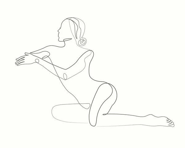 Encantadora Chica Sexy Sentada Pose Continúa Dibujo Línea Arte — Archivo Imágenes Vectoriales