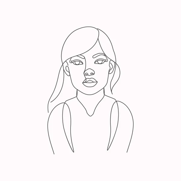 Woman Face Figure Drawing Elegant Line Artwork — Stock Vector