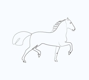 Çizgi Çizen At Tüm Vücut Yazdırma Modern Hayvan Sanatı