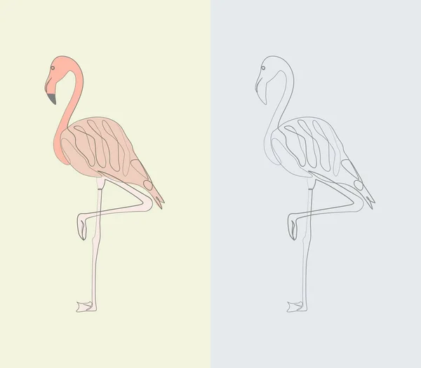 Abstract Flamingo Linha Desenho Arte Vetorial —  Vetores de Stock