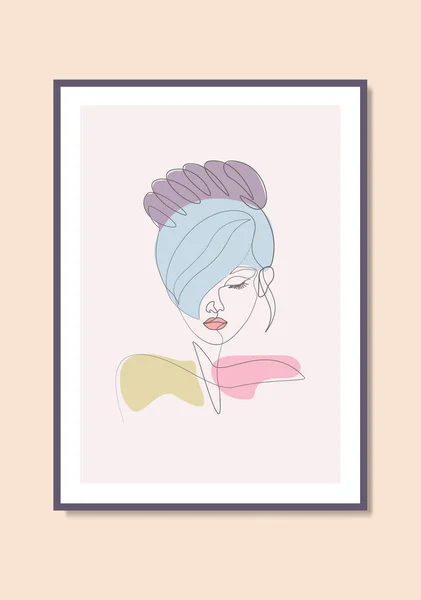 Лінійний Малюнок Мистецтво Краса Жінка Обличчя Зачіска Дівчина Одна Лінія — стоковий вектор