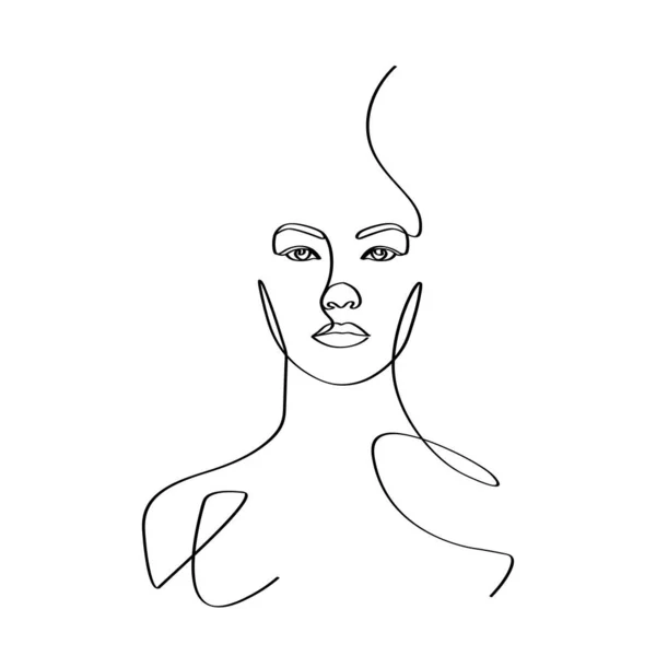 Mulheres Rosto Arte Elegante Minimalista Linha Desenho Ilustração — Vetor de Stock
