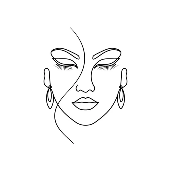 Eyelash Beauty Woman Line Art Minimalist Female Face Beauty Salon — Stock Vector