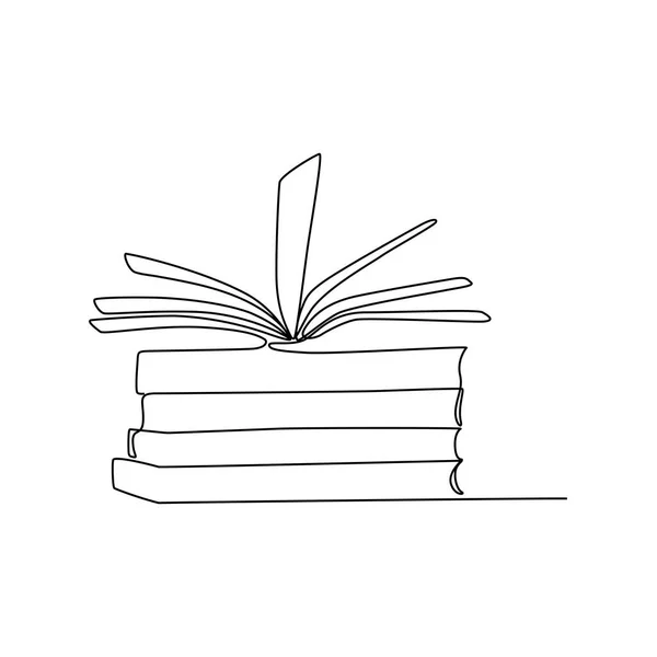 Βιβλία Κοντά Και Ανοικτές Σελίδες Συνεχίζει Γραμμή Τέχνη Γνώση Εικονίδιο — Διανυσματικό Αρχείο