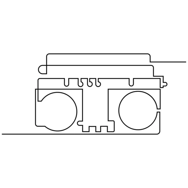 stock vector Continuous one line art of old radio cassette player elegant linear art. 