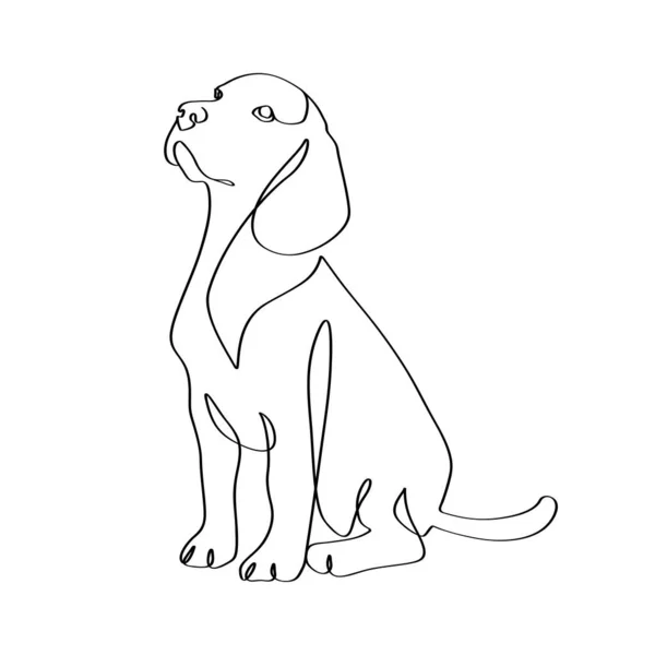 Безперервне Однорядкове Мистецтво Собаки Портрет Собаки Дивиться Небо Мислення Позує — стоковий вектор