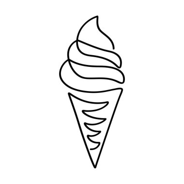 Aralıksız bir çizgi sanat konisi dondurma serisi sanat ana hatları yemek ikonu zarafeti minimalist doğrusal sanat illüstrasyonları. 