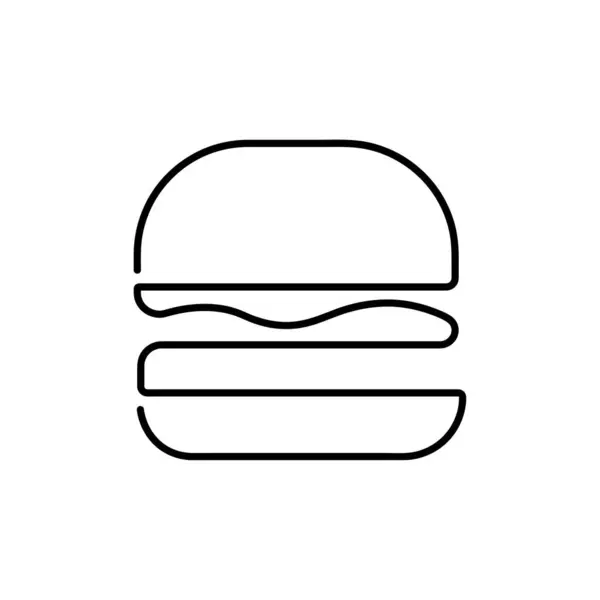 Kontinuierliche Eine Linie Kunst Burger Linie Kunst Umreißen Hot Food — Stockvektor