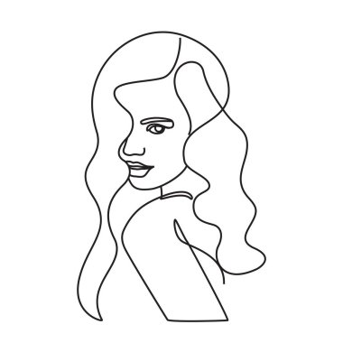 güzel kadın yüz çizgisi biçim vektör çizimi tasarımı