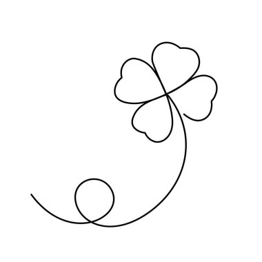 Devamlı sanat eseri dört yapraklı yonca karalama sanatı. Tek satırlık ya da tek satırlık sanat