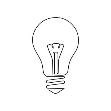 Elektrik ampulünün sürekli çizimi zarafet tek çizgi minimalist grafik fikir oluşum tasarımı konsepti. 