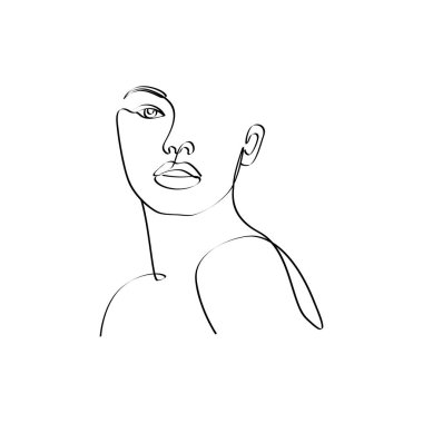 Çizgi çizen kadın. Sürekli tek çizgi çiziyorsun. minimalizm.