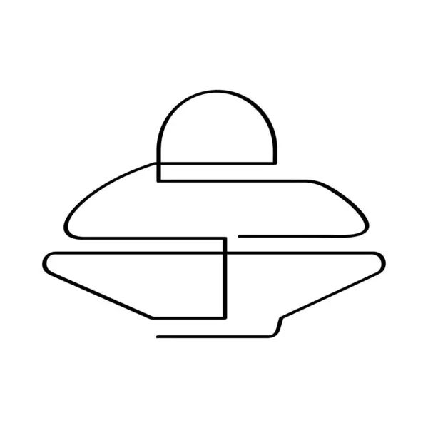 Uçan UFO simgesi uzay gemisi izole edilmiş bir klip sanatı. Uzaylı uzay gemisi zarif doğrusal minimalist dış hatları