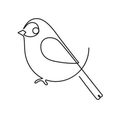 kuş tek çizgi çizgi çizgi film vektör çizimi