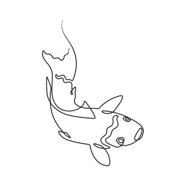Bir balık tek çizgi sanatının vektör illüstrasyonu
